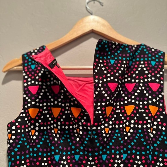 Nanette Lepore Black Sleeveless Sheath Dress Colorful Polka Dot Size 6 - Picture 8 of 8